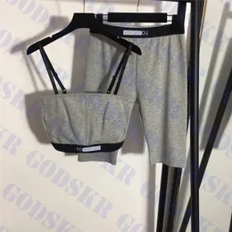 Bandeau-Trainingsanzüge, Damenunterwäsche, Designer-Damenshorts, Sling-Tanks, modische Sportbekleidung, zweiteilig