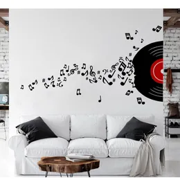 Notação musical moderna com adesivo de parede de disco infantil berçário de quarto desfrute de música note dj jazz parede decalque sala de aula sala de vinil dec decort