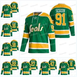 Vipceomitness California Golden Seals 2022 Heritage Classics Jersey Joe Pavelski Tyler Seguin Jamie Benn Jason Robertson Michael Joey Johnston Roope