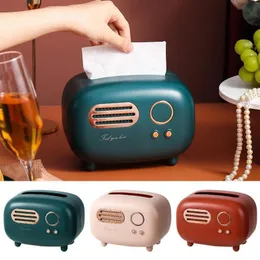 Nodic Retro Radio Model Tissue Box Desktop Paper Holder Towel Storage Napkin Case Organizer Ornament Craft Wet Wipes Decoration 220523