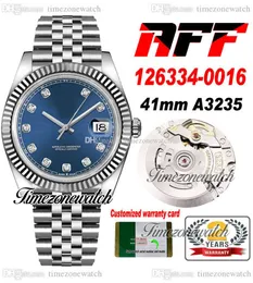 AFF 41mm Date Cal A3235 Otomatik Erkek Saat Yivli Çerçeve Mavi Elmas Kadran 904L Çelik Oystersteel Bileklik Aynı Seri Kart Super Edition Timezonewatch F6