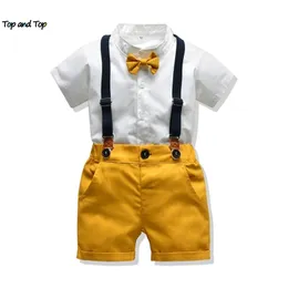Topo e bebé vestuário conjuntos de bebês recém-nascido shorts manga s + macacão 2 pcs roupas de verão Bebes 220326
