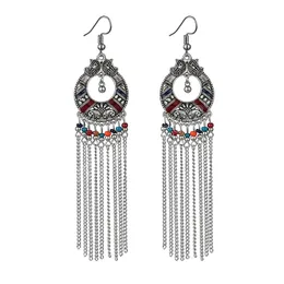 Bohemian Long Earrings for Women Vintage Statement Chain Tassel Earrings Bead Handmade Dangle Earring Ethnic Boho Fashion Jewelry