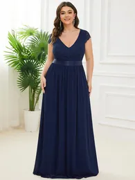 Plus Size Dresses Elegant Evening Dresse Long V Neck A Line Cover Sleeves Floor-Length Gown 2022 Ever Pretty Of Bridesmaid Women DressPlus