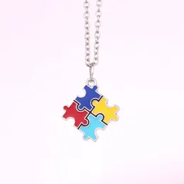 Pendant Necklaces Autism Puzzle Piece Four Color NecklacePendant