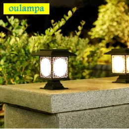 Pacotes LED LUZES DE MENSAGEM SOLAR MENSAGEM IP IP ÁGUAs Square Trellis Pillar Fence Lamp for Patio Villa Lawn Paisagem Decoração J220531