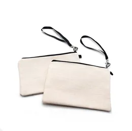 Sublimación en blanco Bolsa de cosméticos Favor Lino Monedero multifunción Color sólido Bolsas para teléfonos móviles Bolsa de maquillaje portátil al aire libre SN4957