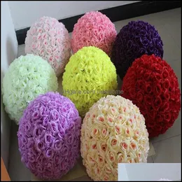 Bolas de beijo 6 ~ 24 polegadas (15 ~ 60 cm) Bola de flor de seda Pomander de casamento Estilos de criptografia artificial para festa decoração de casa