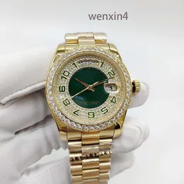 Luxury Watch Women Titta på Gold 36mm Arabic Digital Dial Presidential Strap 2813 Automatisk stål simning Vattentät klocka