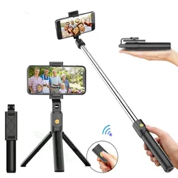 3 in 1 Wireless Bluetooth Selfie Stick Monopiede pieghevole Mini treppiede Monopiede espandibile con telecomando per IOS Android K07