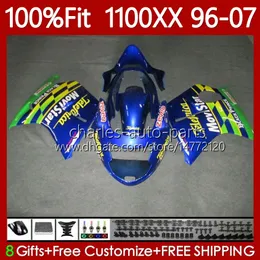 Wtrysk Mold Ciała dla Honda Blackbird CBR1100 CBR 1100 XX CC 1100xx 96-07 114NO.21 CBR1100XX 1996 1997 1998 1999 2000 2001 1100cc 02 03 04 05 06 07 Wording Movistar Blue