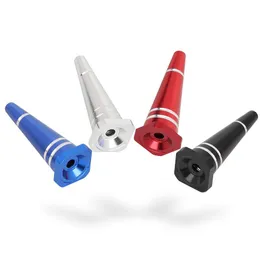 Colorful Portable Aluminium Removable Pipes Dry Herb Tobacco One Hitter Catcher Taster Bat Smoking Traffic Warning Pile Shape Filter Mini Tip Cigarette Holder DHL