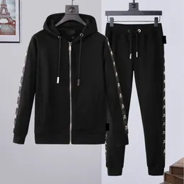 top brand pp skull men cotton 2piece hooded sweatshirt pants sportswear plein hoodie clothes ropa deportiva con capucha