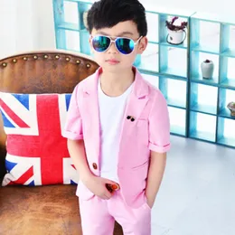 Men's Suits & Blazers Formal Boys Summer Suit Sets Children Short-sleeved Blazer Shorts Dress Outfits Kids Birthday Party Performance Cosutm