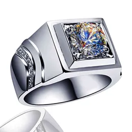 Echt 925 Sterling Silber Herren Ring Luxus Elegante Exquisite Große Diamant Moissanite Verlobung Hochzeit Party Edlen Schmuck
