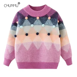 Meninas de inverno suéter de outono menina roupas de manga comprida roupas de pullover de crianças para meninas crianças contraste o casaco de suéter lj201128