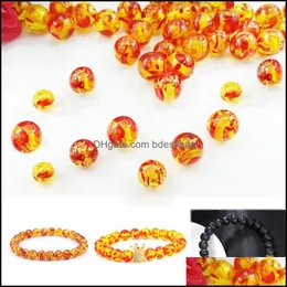 Diğer Gevşek Boncuk Takıları 6/8/10mm Doğal Kırmızı Amber Onyx DIY Yuvarlak Taş İğne Bilezik El Sanatları Toptan Damla Teslimat 2021