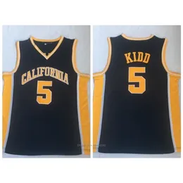 Nikivip Mens California Золотой медведь Джейсон Кидд #5 колледж баскетбол Джерси Винтаж темно -синие рубашки Университет