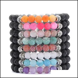 Charm Armbänder Schmuck Wetter Achat Schwarz Lava Stein Armband Ätherisches Öl pro Diffusor für Frauen Männer Yoga Drop Lieferung 2021 0Agzn