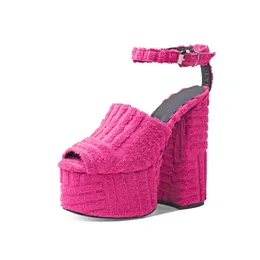 Signore 2022 Donne autentiche sandali in pelle vera sandali di cuoio grosso da 14,5 cm tacchi alti scarpe da asciugamano da asciugatura da 5 cm pompe piattaforma dolci estate casual-toe fibbia per fibbie dimensioni 3525