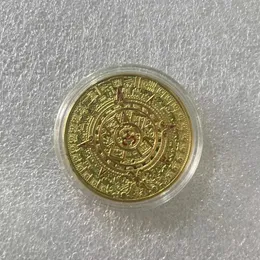 Gifts Mexican Maya Aztec Calendar Art Prophecy Culture Gold Plated Replica Commemorative Coin Collectibles.cx