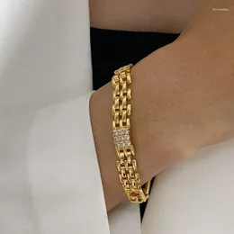 Cadeia de link Timeless Wonder Fancy Fancy Zirconia Geo Pave Snap Bracelet Mulheres Egirl Jóias Punk Gótico Trendy Pulseas Mujer Designer Ins 5113 Tru