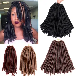 14 -calowe syntetyczne miejskie miękkie miękkie lęki Włosy Faux Silk Locs Plejanie włosów 30 pasm/komputery Dreadloc Afro Hair Extensons LS07