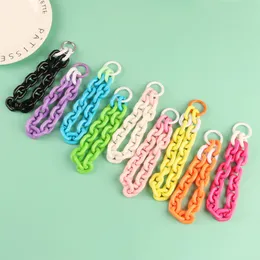 Candy Colors Acrylic Plastic Link Chain Keychain Macaron Colorful Handmade Key Ring For Girls Handbag Gifts