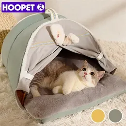Hoopet Winter Cat Namiot Ciepły Łóżko dla S Split Wymienny Grube Poduszki Pies Sofa Gniazdo Dom Pet Supplies 220323
