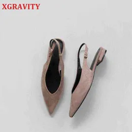 Dress Shoes Xgravity New European American Flat Pointed Toe Casual Fashion Slipper Designer Women v Design All Match Simple A139 220715