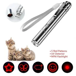 Light LED Pen Rostfritt stål Mini laddningsbara laser Multi-mönster 3 i 1 Pet Training Toys USB-laddning 0509