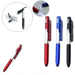 4 In1 Klapp Kugelschreiber Bildschirm Stylus Touch Pen Universelle Kapazitive Stifte mit LED Für Tablet Telefon Halter Büro Schreibwaren