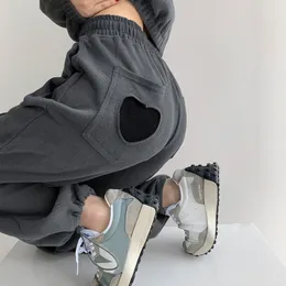 Calça feminina calça de moletom cinza trilhas de moda de moda de algodão para o estilo coreano feminino 220602