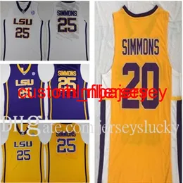 高校Montverde Academy Eagles Simmons Jerseys 20男性バスケットボールTigers College 25 Jersey Sticthed White黄色紫色のWEAR S-XXL