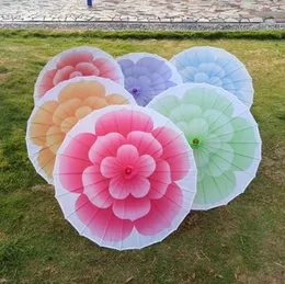 82 cm diameter färgglad jasmin blomma dansprestanda blomma paraply kinesisk tyg handgjorda parasol present sn4348