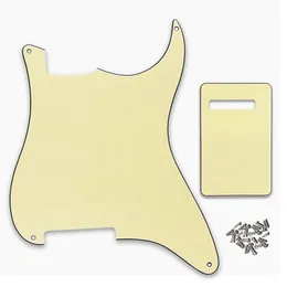 1pc Custom Cream 3ply Guitar Pickguard Blank Material Plate 4 отверстия с задними пластинами винты