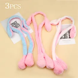 Hareketli tavşan şapkası kulakları sıcak peluş peluş tatlı sevimli hava yastığı kapağı çocuklar için yetişkinler hediye başlık kaputları damla 220629