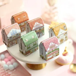 Storage Boxes & Bins 1pc Candy Tin Box Vintage House Shape Mini Gift Cookies Baking Biscuit Case Decorations For Home Wedding Party