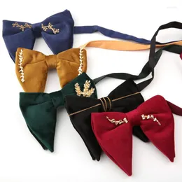 Bow Ties Adult Cravats Big For Women Men Micro Suede Wedding Groomsman Bowtie Solid Butterfly Gravatas Para Homens Donn22