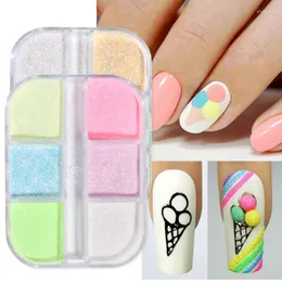 Nail Glitter 6 Grids Art Ins Luminous Pearl Shell Powder Aurora Mirror Rubbing Sugar Laser Irregular Patch Symphony Prud22