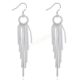 925 Sterling Silver Multi-Line Tassel Dangle Earrings Charm Women 보석 패션 결혼식 약혼 파티 파티 선물