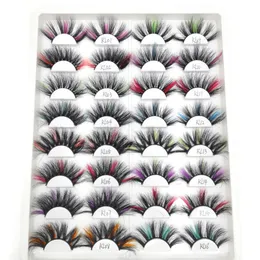 18 colors Colorful Eyelash Mink 3D Fake Lashes Natural Long 25mm Colored Lash Eyelashes Party Makeup Kit color False Eye Lashes Wholesale