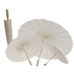 Bridal Wedding Parasols White Paper Umbrellas Chinese Mini Craft Paraply Diameter 22 28 40 50 CM Inventory Wholesale