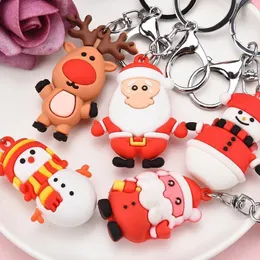 Keychains Christmas Ornament Pendant Key Ring Chains Silicone Santa Claus Snowman Elk Bear Car Bags Holiday Decor GiftsKeychains
