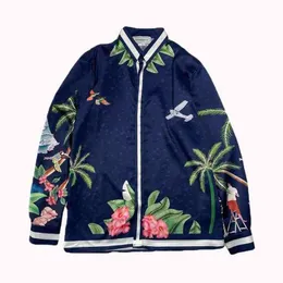 Casablanca style surf club wave gradient flower silk long sleeve shirt men and women same designer shirts