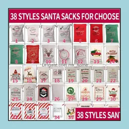 Canvas Christmas Santas Bag grande DString Candy Claus Bags Gift Santa Sacos de Papai Noel para Dedação de Decoração do Festival 2021 Decorations Fest