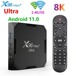 X96 Max+ Ultra Android 11.0 TV Box Amlogic S905X4 2.4G/5G WiFi 8K H.265 HEVC SET Topbox Media Player Support Micro SD Card x96max
