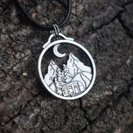 Pendant Necklaces SanLan 12pcs Mountain Necklace Pine Tree Camping Car Jewelry Under The MoonPendant