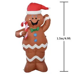 Christmas Decorations Inflatable Gingerbread Man Hold Candy Stick Decor Winter Outdoor Cute Luminous OrnamentChristmas DecorationsChristmas