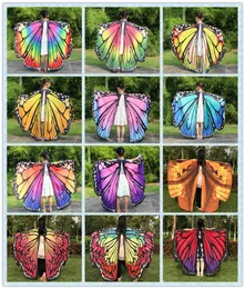 Wholesale Kids Butterfly Wings Costume For Girls Halloween Dress up Party Favors Rainbow Butterfly Wings Shawl Soft Fabric Color